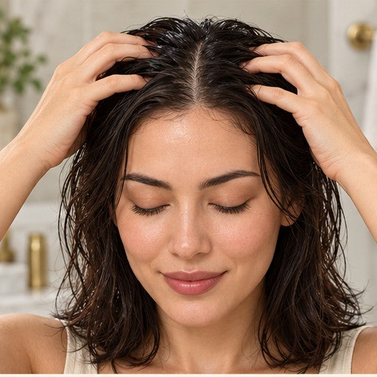 Fingertips massaging the scalp